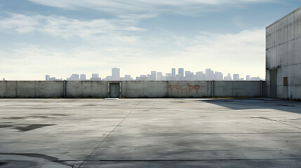 Fototapeta na wymiar An urban landscape with an empty parking lot