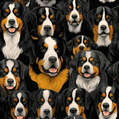 Bernese Mountain Dogs breed cute cartoon repeat pattern