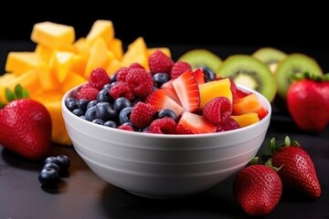 a bowl of fresh ripe fruits ready to be used in a dessert