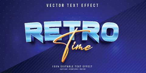 Retro time 3d editable text effect - obrazy, fototapety, plakaty