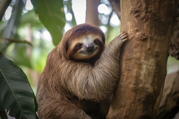 a content sloth perched tree. Generative AI