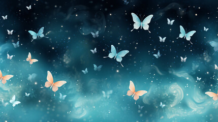 Obraz na płótnie Canvas Background with stars and seamless butterflies