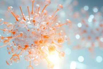 Virus molecule model with beautiful structure on a light background. Generative AI