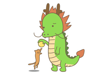 龍の持っている玉を狙うネコ
