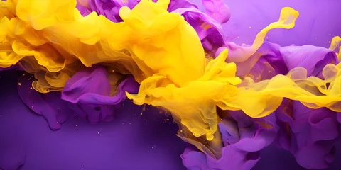 Gordijnen abstract liquid purple and yellow background © toomi123