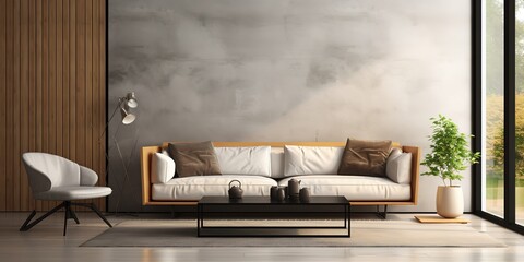 a room with a sofa that looks luxurious, simple and elegant