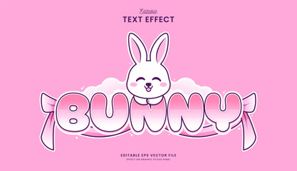 decorative editable bunny mascot text effect vector design