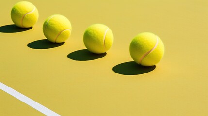 Generative AI, Close up tennis balls on the court, sport, recreation concept
