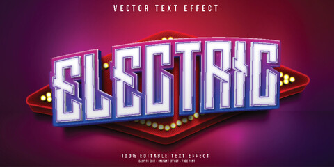 Neon electric 3d editable text effect