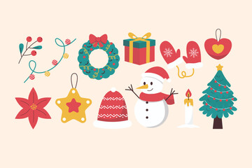 Christmas Decoration Icon Illustration Set