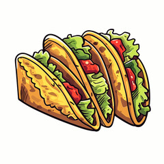 Tacos hand-drawn illustration. Mexican taco. Vector doodle style cartoon illustration