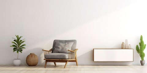 white sofa with a minimalist background style of light brown and cream