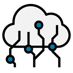 Cloud storage icon symbol vector image. Illustration of the database server hosting cloud system digital design image