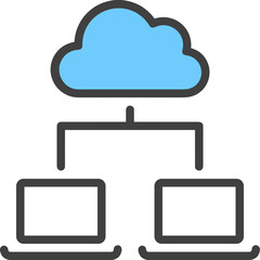 Cloud storage icon symbol vector image. Illustration of the database server hosting cloud system digital design image