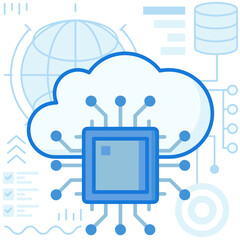 Cloud storage icon symbol vector image. Illustration of the database server hosting cloud system digital design image