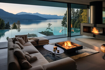 Fototapeta premium modern living room, Generative AI