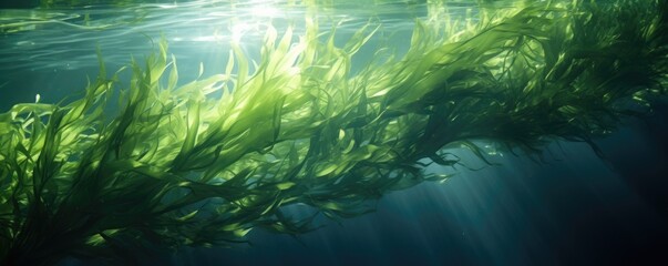 Fototapeta na wymiar seaweed underwater ocean background banner