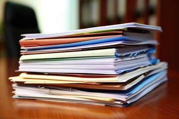 a stack of completed assignment files beside an untouched stack