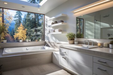 bathroom interior design of home near lake mountain