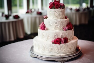 Obraz na płótnie Canvas a multi-tiered wedding cake with white icing