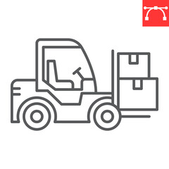 Forklift line icon, logistic and transportation, forklift vector icon, vector graphics, editable stroke outline sign, eps 10.