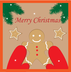 christmas card , cookies with red mittens