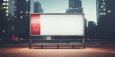 Cityscape Marvel: Premium Quality Bus Stop Billboard Poster Mockup for Your Brand generative AI