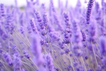 nature close-up: lavender stalks swaying in wind