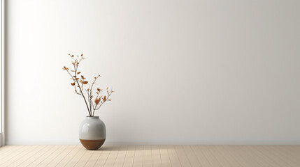Mock-up of living room in minimal style with plant