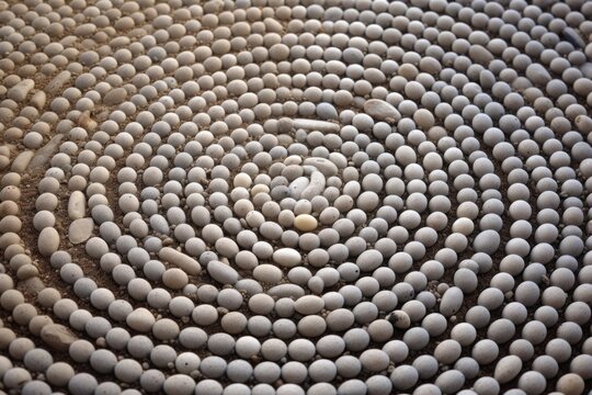 many tiny pebbles forming a spiral pattern
