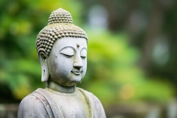 a stone statue of buddha in serene meditation
