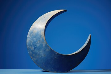 a star and crescent sculpture on blue background