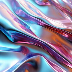 Shimmering holographic chrome chrome foil textured pattern. AI generative