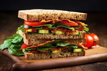 a vegetable sandwich with wholemeal bread