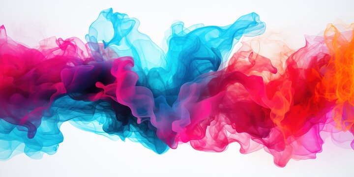 A mixture of colored smoke on a white background with a black border.