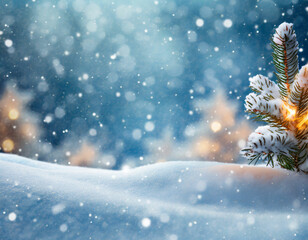 Winter's Snowy Canvas Christmas Background with Copy Space