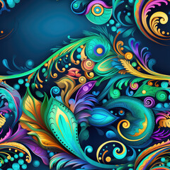 Ornate doodles mandala colorful zentangle abstract ethnic tribal cartoon repeat pattern happy hippy psychedelic trippy