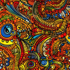 Ornate doodles mandala colorful zentangle abstract ethnic tribal cartoon repeat pattern happy hippy psychedelic trippy