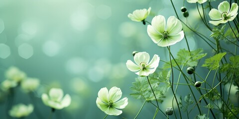 Beautiful background copy leaf green flowers floral spring natural nature blossom space - Powered by Adobe