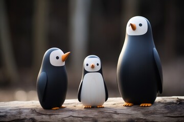 two penguin figures near a smaller one