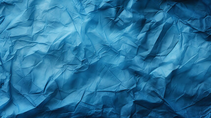 Obraz premium Blue crumpled paper texture. Blank background with creases. Generative AI