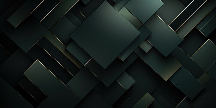 Dark olive green abstract modern background for design. Geometric shapes, triangles, squares, rectangles, stripes, lines. Futuristic