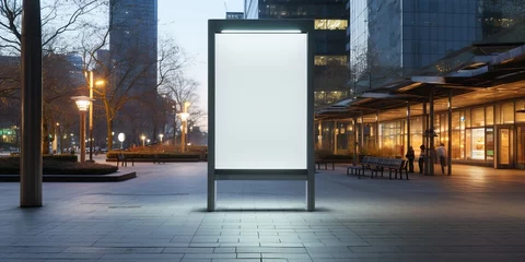 Gordijnen Display blank clean screen or signboard mockup for offers or advertisement in public area © Svitlana