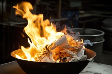 burning paper inside a fireproof bowl