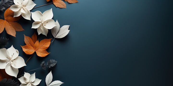 Paper mockup with leaves on table