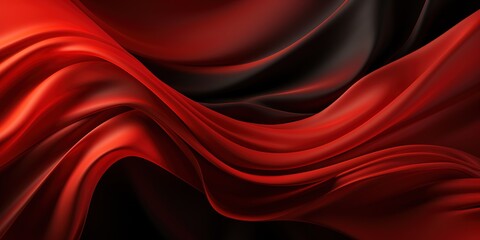 Red black elegant abstract background. Silk satin fabric with nice folds. Luxurious dark red background with wavy lines. Valentine, anniversary, wedding, birthday, holiday concept
