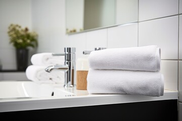 Obraz na płótnie Canvas close-up of twin towels in a shared bathroom