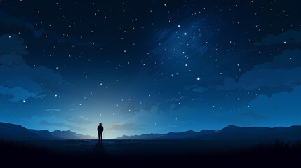 Fototapeta na wymiar Night sky background with falling star symbols flat vector flat minimalistic isolated illustration. Generative AI