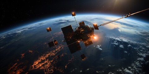 Several satellites are located around the planet Earth for observation.