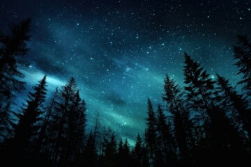 Naklejka premium Blue Green Night Sky